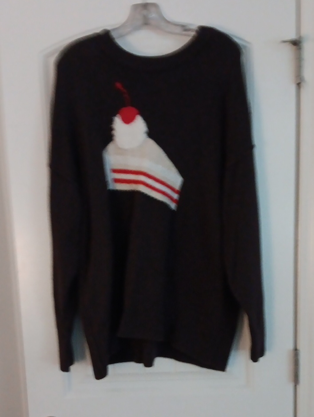 Women's Brown Sweater with Cherry Slice Motif